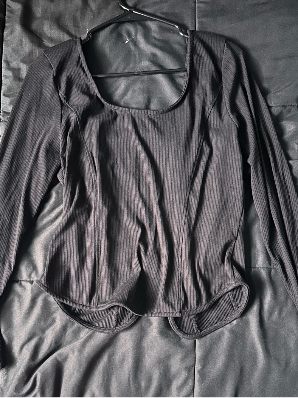 Express Black Ribbed Zip-Front Tank Top - Picture 3 of 3